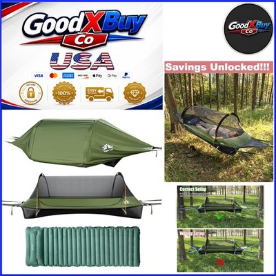 Portable Hammock Tent Combo with Sleeping Pad Mosquito Net Waterproof 1 Perso...