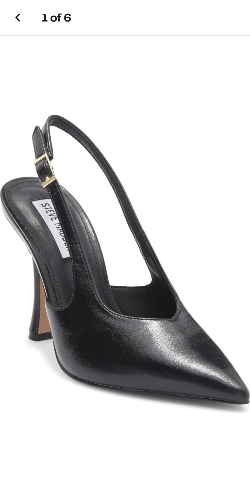 Steve Madden Black Patent Leather Slingback Stiletto Pointed Toe Ankle Strap