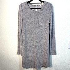 Everly Sweater Dress Women's Small Grey Jersey Knit Long Sleeve Zip Lightweight