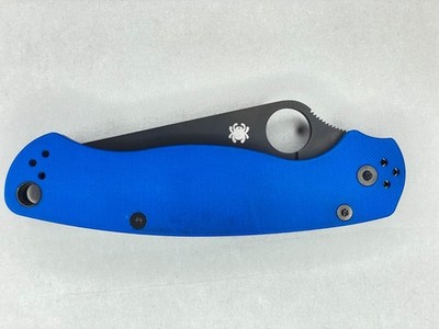 RARE Spyderco Paramilitary 2 Blue G10 M390 DLC Knife C81GPBLBK2