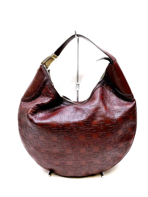 Gucci Horsebit borsa a tracolla hobo in pelle marrone bordeaux goffrata 145764 fibbia