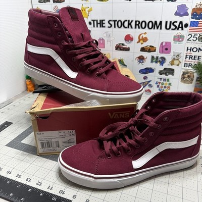 Vans Men's Size 10.5/Women's 12 Sk8-Hi Canvas Maroon Cordovan/True White Shoes