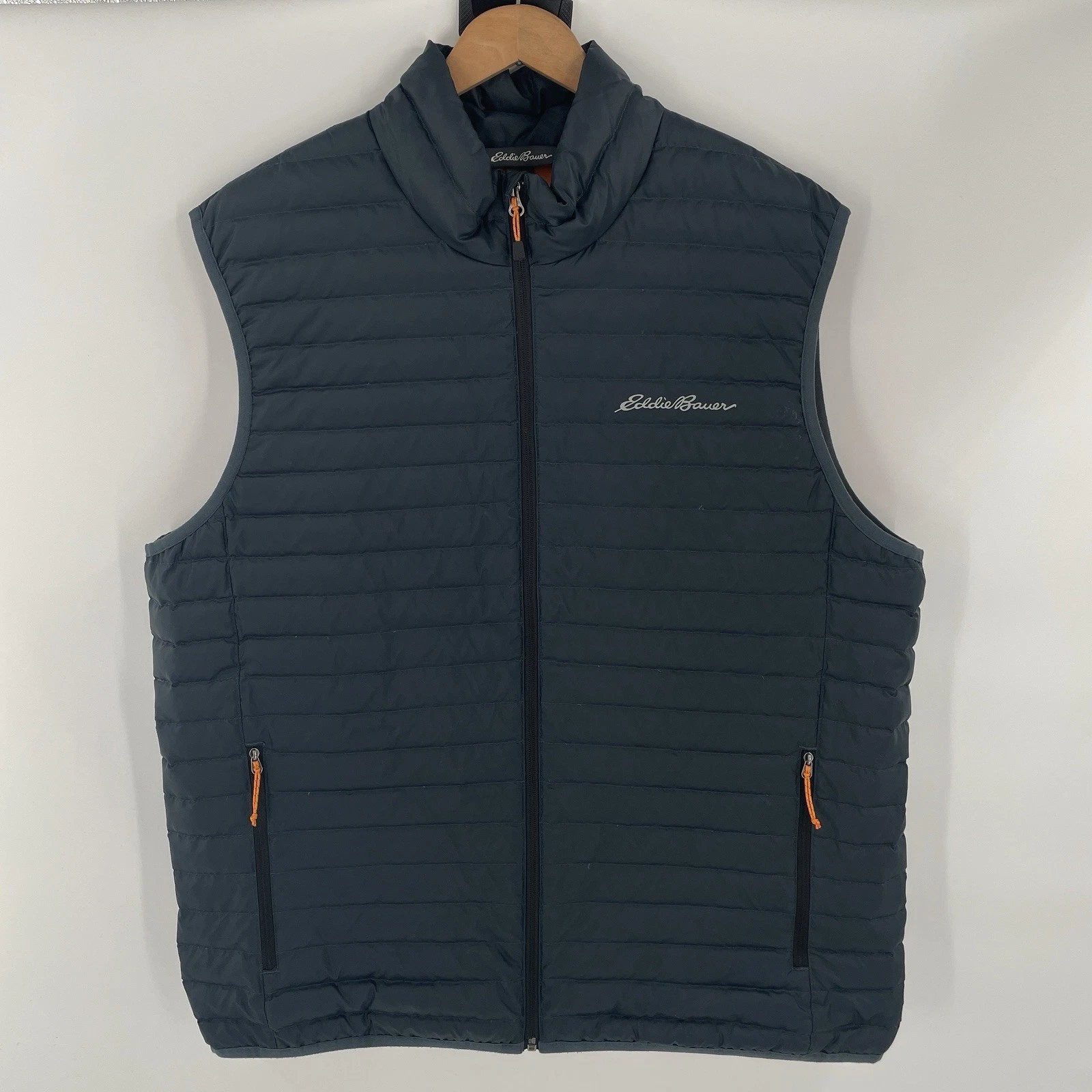 Eddie Bauer Full Zip EB650 Down Nylon Puffer Vest in Navy Blue - Mens Size L