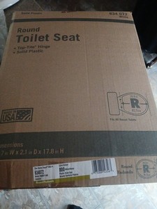 Round Toilet Seat w Top Tie Hinge Solid Plastic 634 072 14.7" x 2.1" x 17.8"