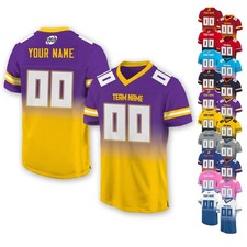 Personalized Gradient Purple Yellow Football Jersey, Team Name Number