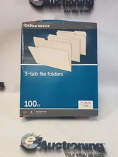 Office Depot 3-Tab File Folders Letter Size Manila 100 Ct Box 30% Recycled
