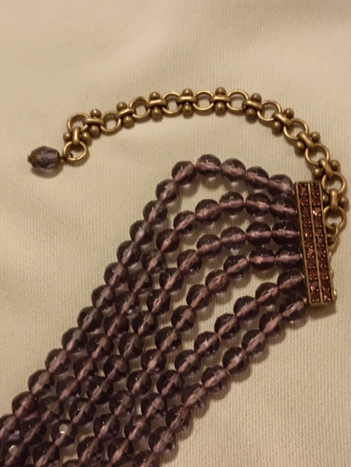 Collar Gargantilla Heidi Daus Vintage Seis Hilos Cristal Swarovski Púrpura Cuentas! WOW Foto 3 de 4