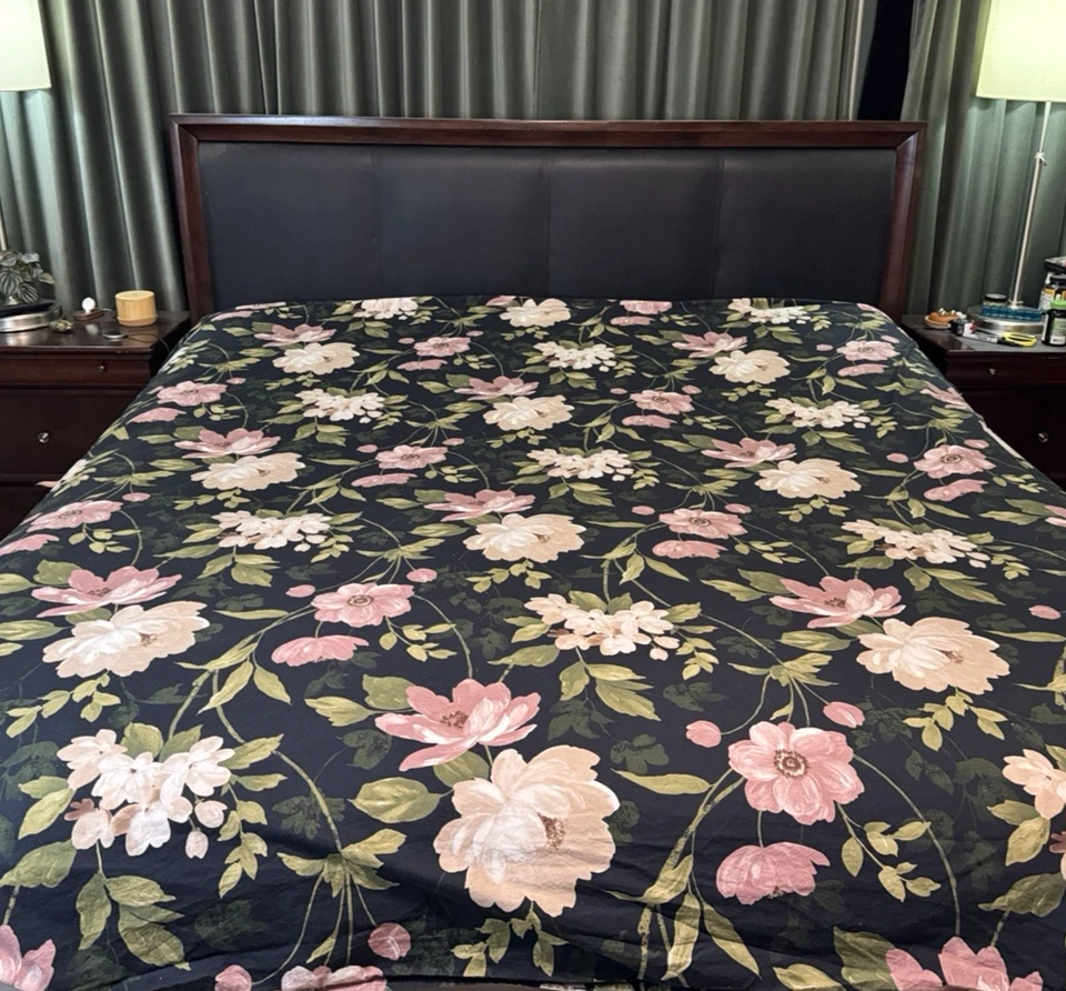 Funda nórdica IKEA Blekfryle negra floral algodón tamaño king 102"x 86" Foto 2 de 4