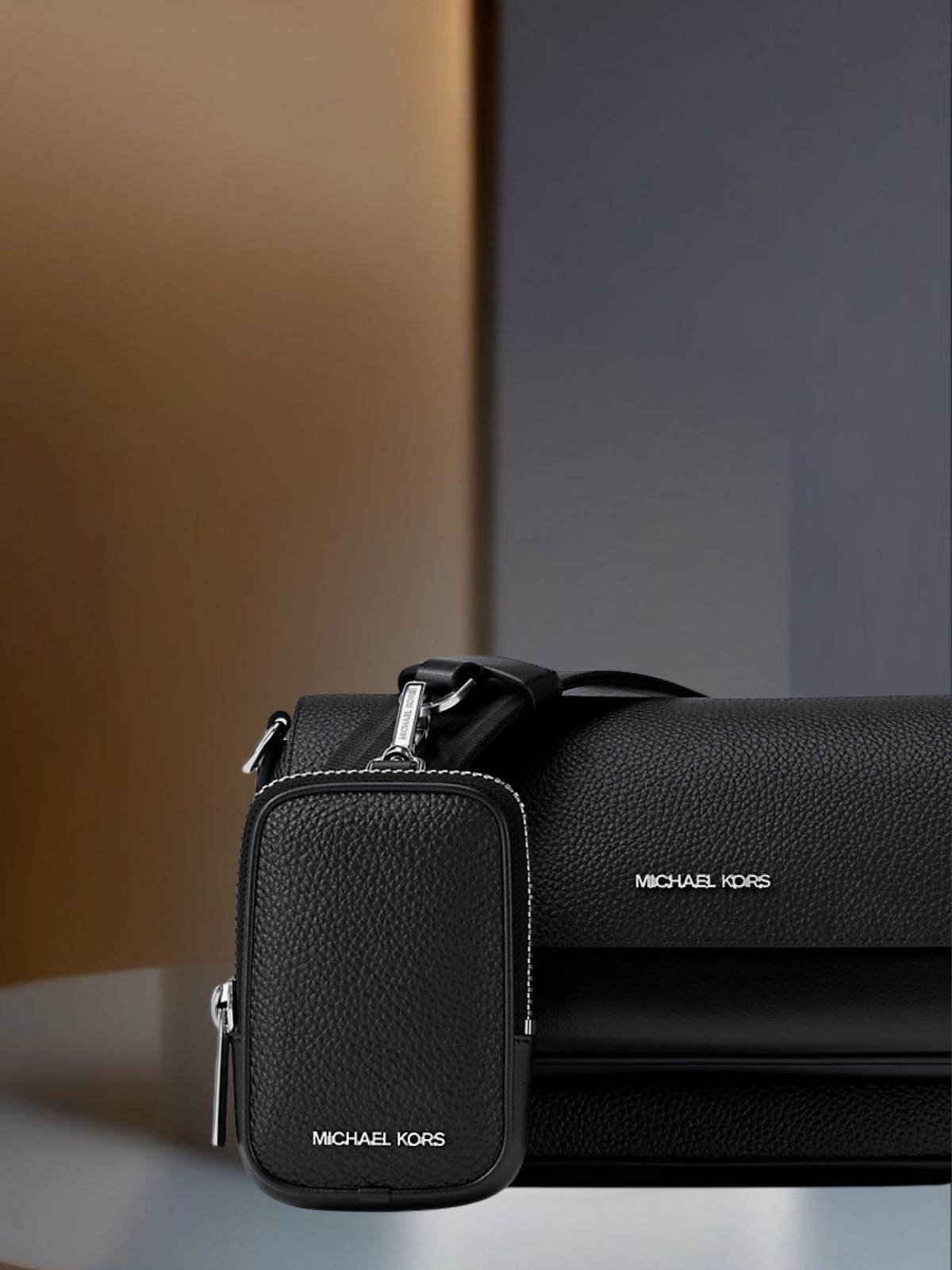 Michael Kors Women Small Leather Crossbody Bag Black Purse Handbag Messenger MK thumbnail 6