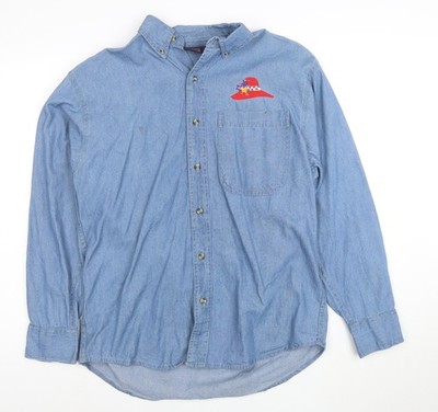 Common Sense Men's Blue Cotton Button-Up Denim Shirt Size S