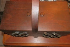 Vintage 3 Tier Fold Out Accordion Style Wooden Sewing Storage Box Basket 16.5"