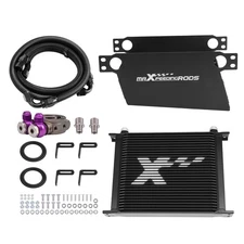 30 Row Universal Oil Cooler 10AN Aluminum Transmission Engine Thermostatic Kit