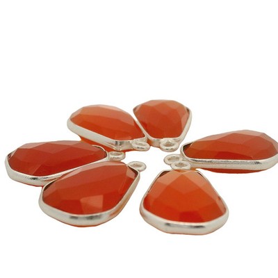 Red Onyx Wide Hexagon Bezel One Loop (10 × 15 mm) - 925 Sterling Silver and Gol