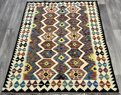 Vintage Kelim traditionell handgefertigt orientalisch Wolle Kelim 5 Fuß 10 Zoll x 3 Fuß 187 cm x 128 cm
