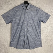 Eddie Bauer Shirt Mens Large Tall Blue Short Sleeve Button Front 100 Cotton