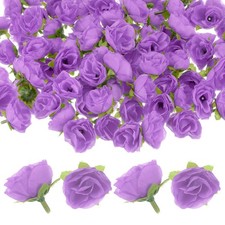 50-Pack Artificial Roses Heads, 1.2" Small Silk Faux Rose Head Light Purple 