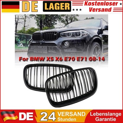 Kühlergrill Nieren Grill Passend für BMW X6 E71 08-14 Schwarz Paar L+R Satz