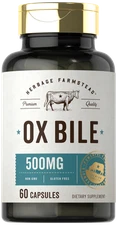 Ox Bile 500mg | 60 Capsules | Digestive Enzyme | Non-GMO | by Herbage Farmstead
