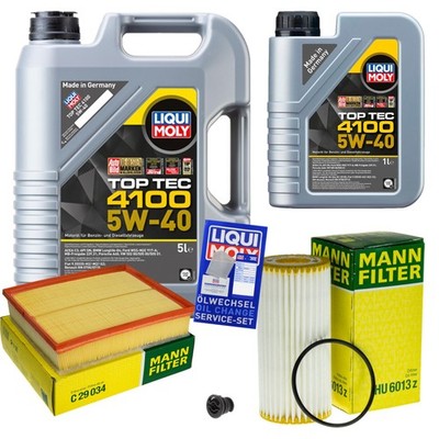 MANN Inspektionspaket 6 L LIQUI MOLY Top Tec 4100 5W-40 für Audi A1 Sportback
