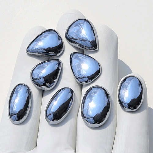 Brillo Jet-Metal ~ 8 Piezas Natural Elite Noble Shungite 18mm-21mm Cabujón Gemas - Imagen 7 de 11