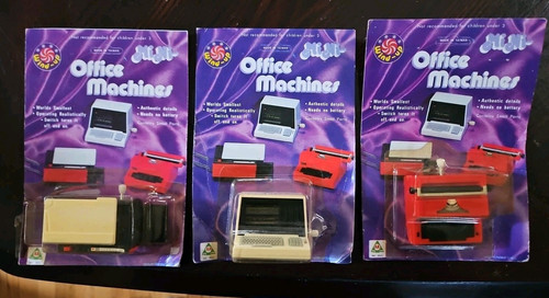 Vintage NOS Mini Office Machines SET Wind-Ups - Computer Copier & Typewriter NIP