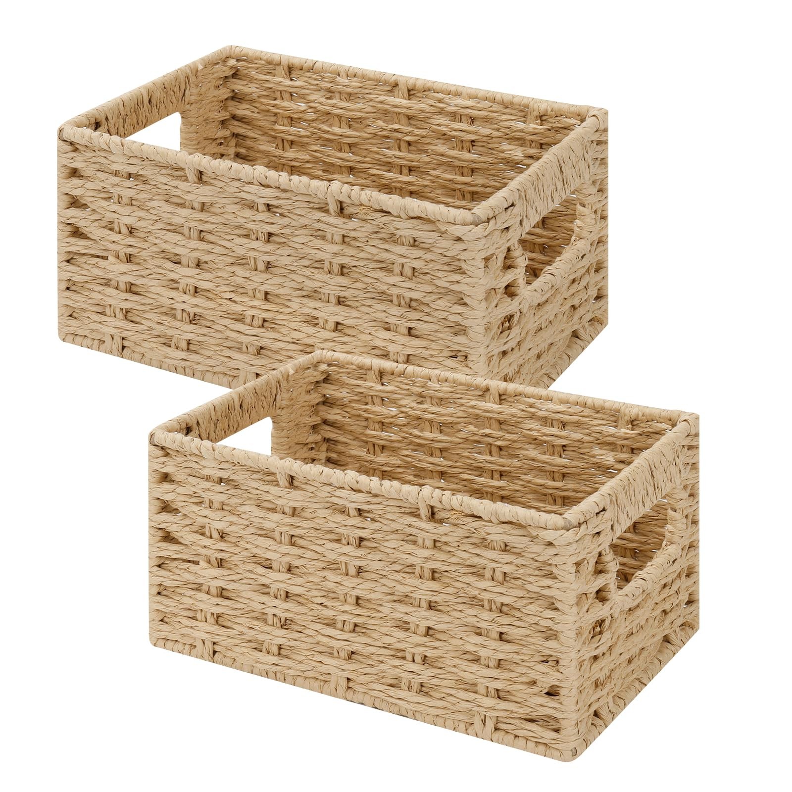 Panier rangement corde de papier tressé haut de gamme avec cadre renforcé en acier