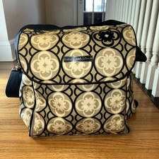 Petunia Pickle Bottom DIAPER BAG Boxy Backpack Shoulder Changing Pad Black Tan