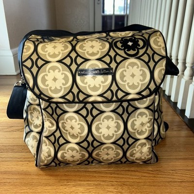 Petunia Pickle Bottom DIAPER BAG Boxy Backpack Shoulder Changing Pad Black Tan