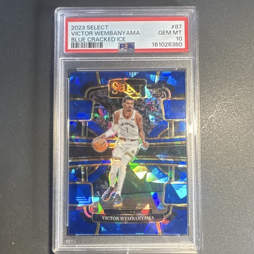 Panini Select 2023-24 Victor Wembanyama #87 Blue Cracked Ice Prizm RC PSA 10
