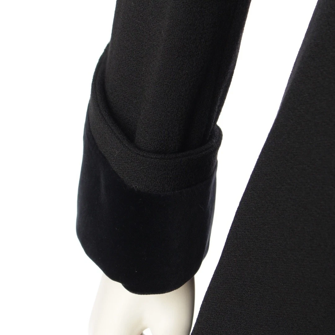 Chanel Vintage Velluto Lana Doppio Bottone Sartoriale Giacca Capispalla Nero 36