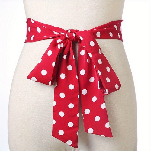 Women Wave Point Dots Casual Belts Bowknot Design Retro for Dresses Summer Belts - Picture 12 of 12
