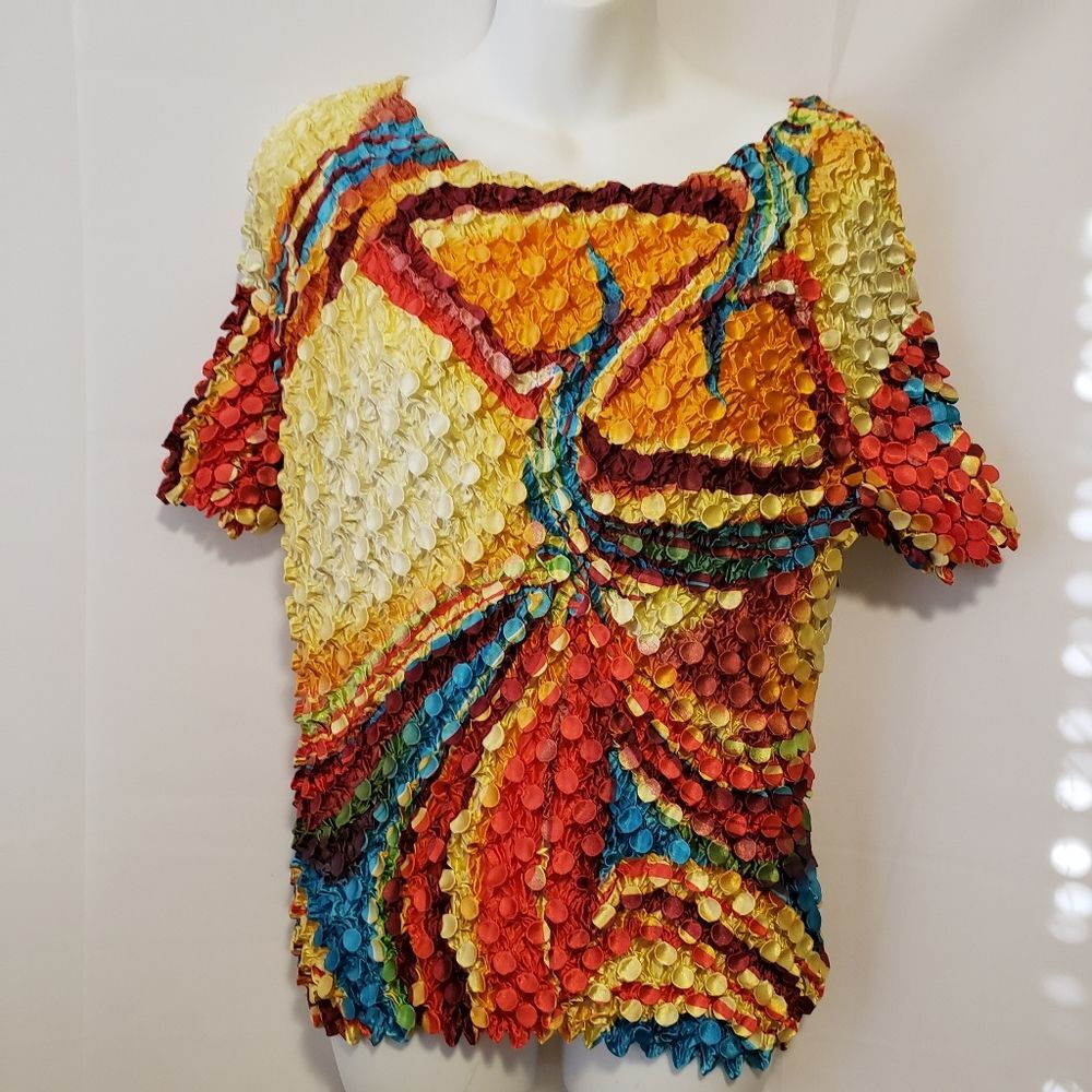 Multi Color Stretch Button-like Blouse - image 1