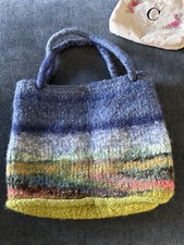 Felted Wool Purse With Multi Vibrant Color Pattern.