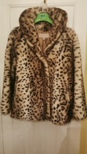 Fenn Wright Manson Faux Fur Leopard Print Swing Coat