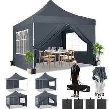 10'x10' Pop-Up Canopy Tent w/ 4 Removable Sidewalls Outdoor Canopy for Parties\