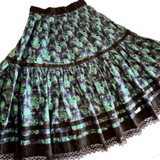 Vintage German Midi Floral Lace Peasant Skirt S M Folk Trachten Dirndl Austria