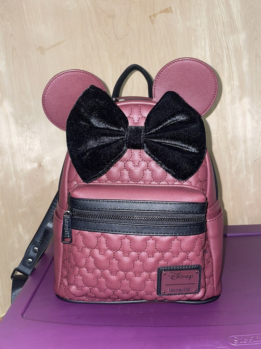 Disney Loungefly - Maroon Quilted Leather Mini Backpack W  display picture 2