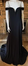 Aspeed Black Stretch Crepe Off The Shoulder Long Gown Dress NWT XXL