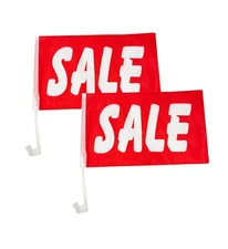 2-12 Pack   SALE  US  CAR  AUTO DEALER  Window Clip On Flags  Sale Flag