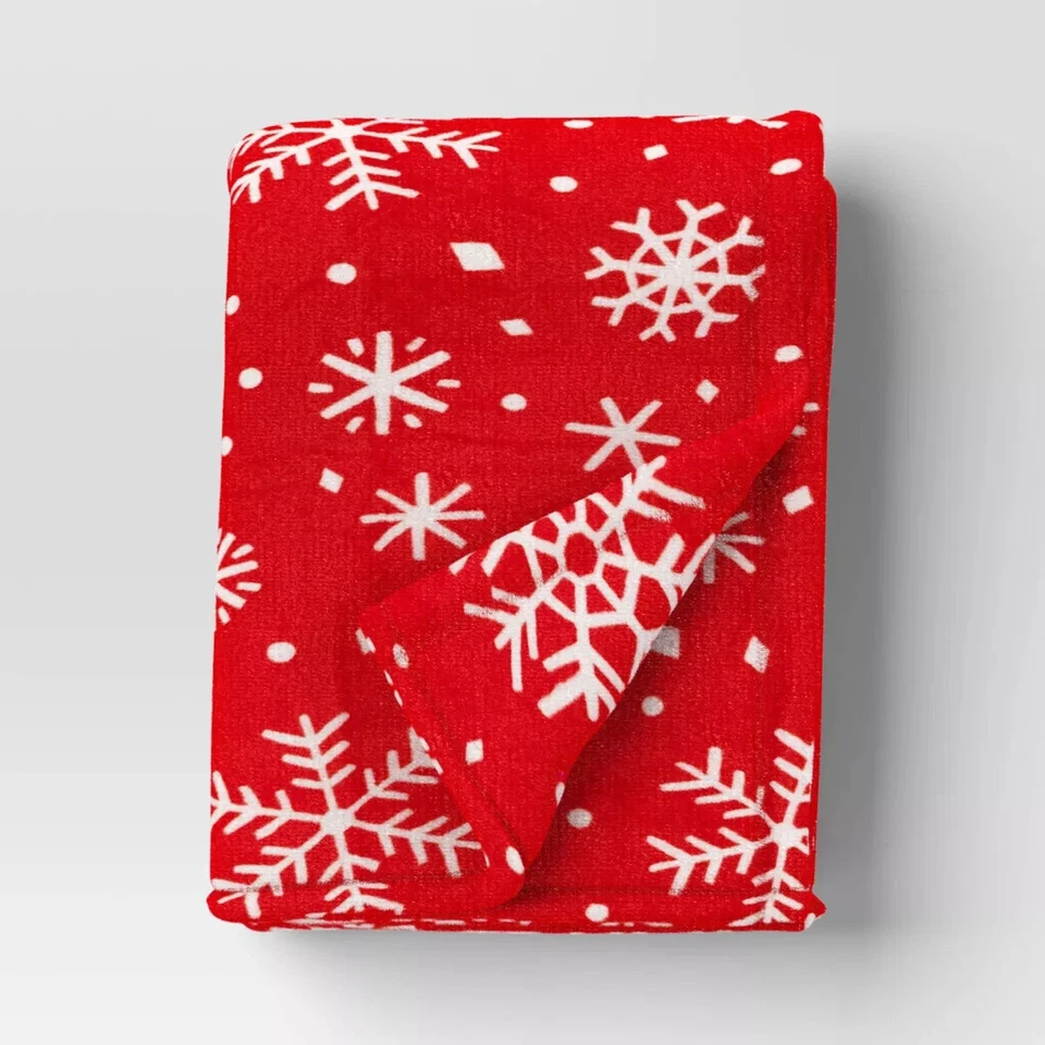 Target Wondershop Red Snowflake Plush Throw Blanket Christmas Winter 2024 - Image 2 of 3