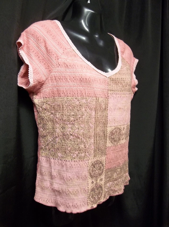 TANGENTS PINK Stretch Top Blouse Size SMALL - Image 2 of 4