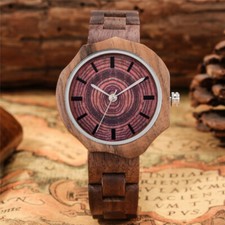 Handmade Men's Wood Watch Casual Quartz Analog Wristwatch Wooden Bracelet Band