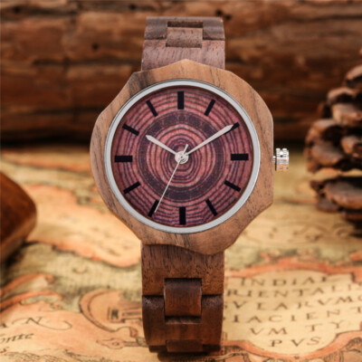 Handmade Men's Wood Watch Casual Quartz Analog Wristwatch Wooden Bracelet  Band