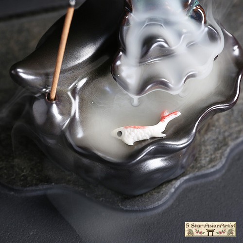 Ceramic Backflow Incense Burner Holder Moon Waterfall & Free Incense Cones Gift - 第 16/25 張圖片