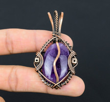 Amethyst Handmade Gemstones Copper Wire Wrapped Wedding Jewelry Pendant