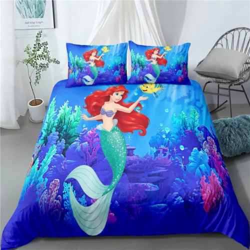 The Little Mermaid Princess Ariel 3D Quilt Duvet Cover Bedding Set Pillowcase UK - Picture 36 of 39