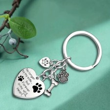 No Longer By My Side Forever In My Heart KeyChain Dog Memorial Paw Sympathy Gift