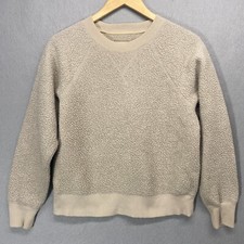 Everlane Sweatshirt Womens Small Beige Fuzzy Sherpa Teddy Pullover Minimalist