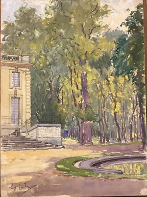 Henri Corda (1871-1950) Aquarell Malerei Trianon Paris 1934