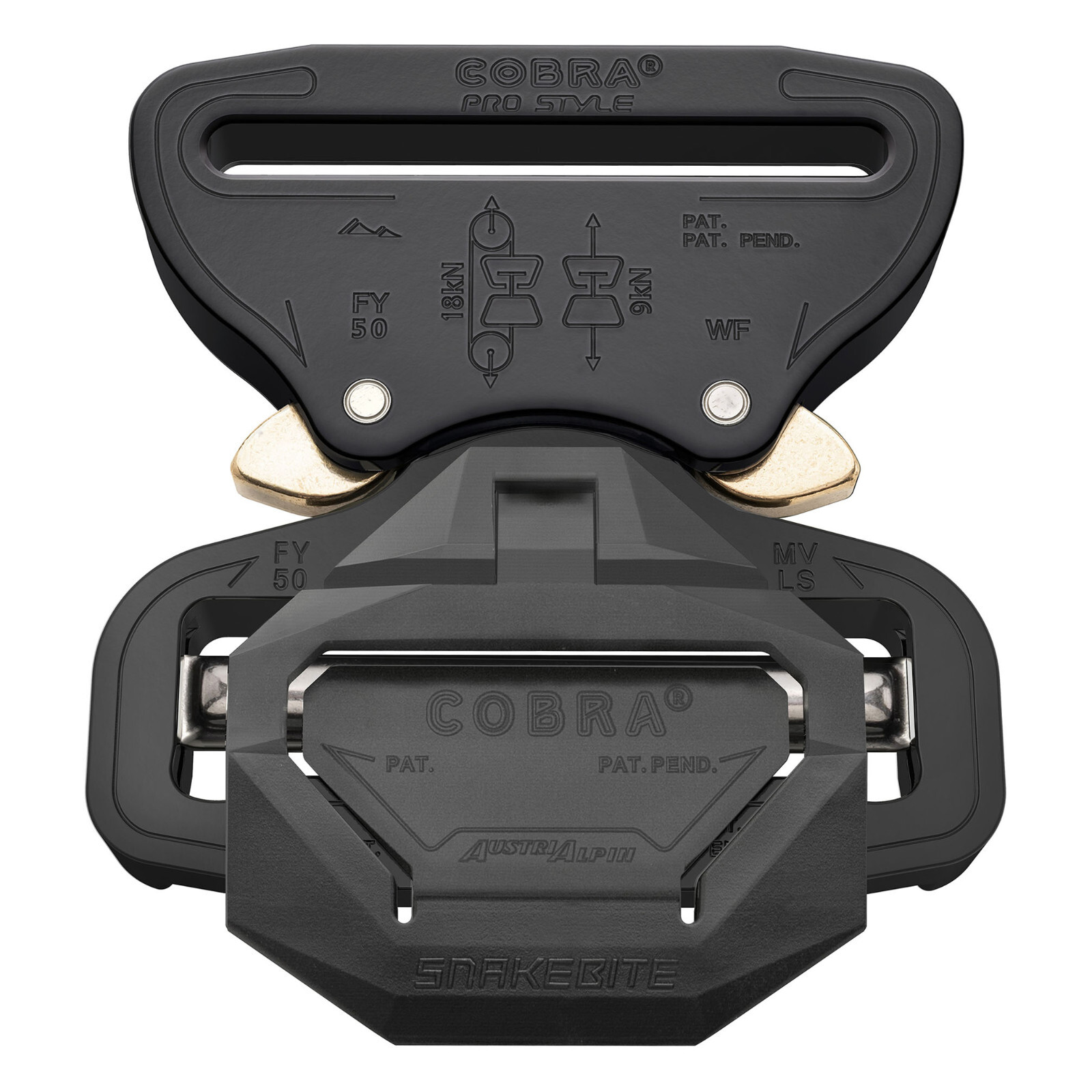 AustriAlpin 50mm / 2" Pro Style Cobra Buckle Snakebite Buckle Black - FY50KVF-LS